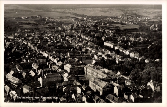 Postcard Bad Homburg vor der Höhe Hesse, aerial view of cityscape, black and white photography