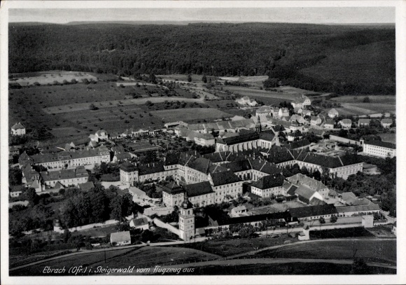Ak Ebrach im Steigerwald Oberfranken, Luftaufnahme von Kloster  Steigerwald-Aussicht, Klosterbräu