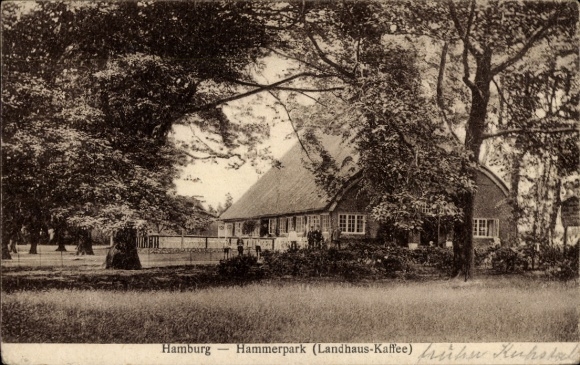 Postcard Hamburg Mitte Hamm, Hammer Park, Landhaus-Kaffee