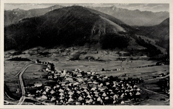 Postcard Unterammergau in Upper Bavaria, aerial photograph