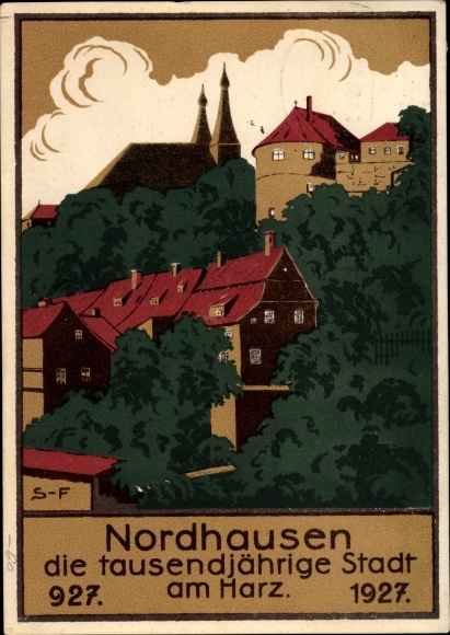 Steindruck Ak Nordhausen in Thüringen, 1000jh Stadtfest 1927