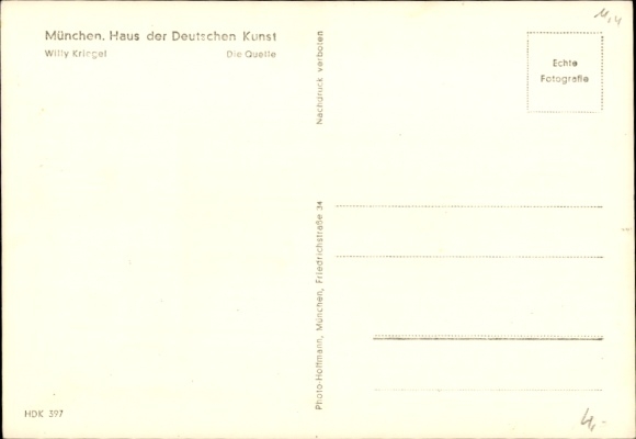 Artist Postcard Kriegel, Willy, The Source, HDK 397