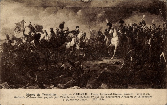 Artist Postcard Gerard, FPS, Battle of Austerlitz, Emperor Napoleon I.