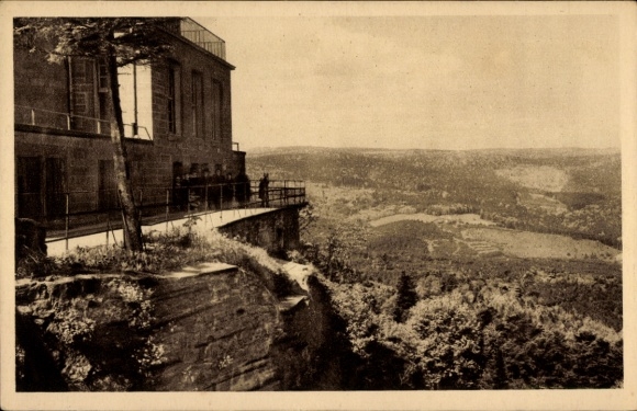 Postcard Obernai Alsace Bas Rhin, Mont Sainte Odile, Sainte Odile Monastery, view of Champ du Feu