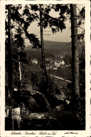 Postcard Schierke Wernigerode in the Harz, view into the valley