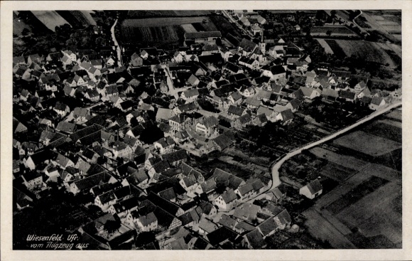 Postcard Wiesenfeld Karlstadt am Main Lower Franconia, aerial photograph