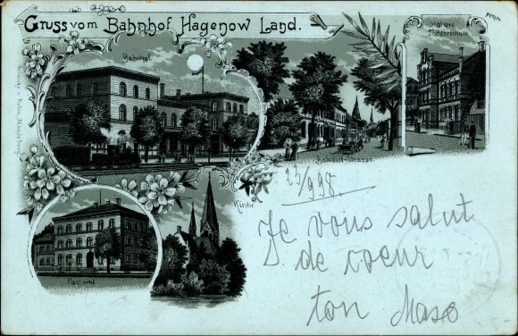 Moonlight lito Hagenow w Meklemburgii, stacja Hagenow Land, Bahnhofstrasse, poczta