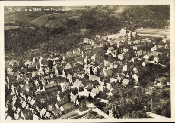 Postcard Obernburg am Main Lower Franconia, aerial photograph