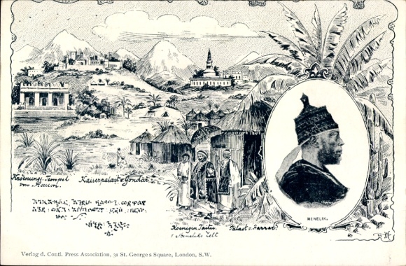 Postcard Menelik II, Emperor of Ethiopia