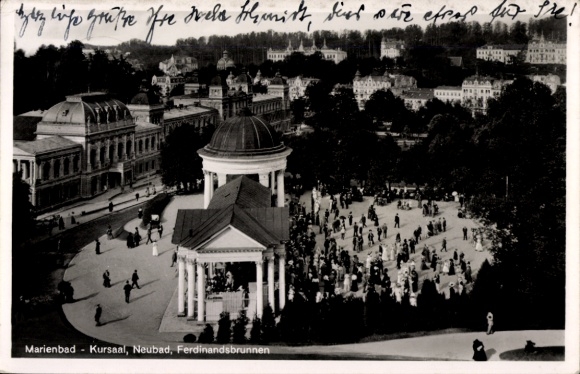 Postcard Mariánské Lázně Marienbad Reg. Karlovy Vary, Kursaal, Neubad, Ferdinand's Fountain