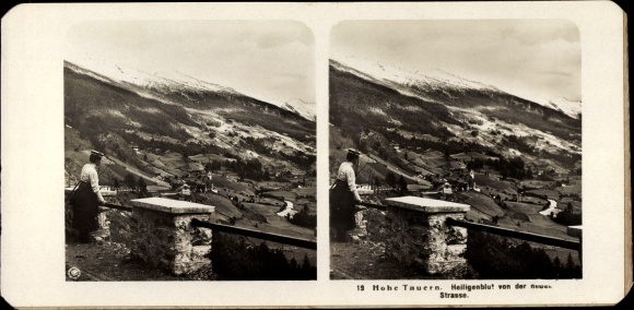 Stereo cabinet photo of Heiligenblut am Großglockner in Carinthia, location with surroundings