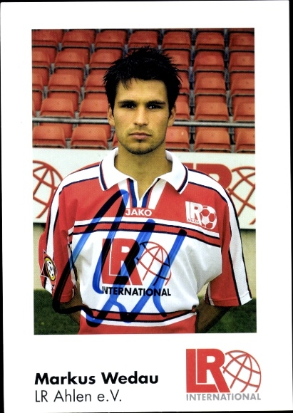 Autogrammkarte Fußballer Markus Wedau, Rot Weiss Ahlen, Autogramm