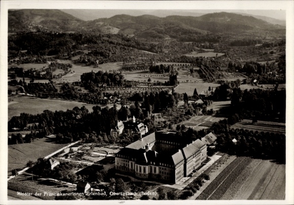 Postcard Erlenbad Obersasbach Sasbach in the Ortenau, aerial photograph of the monastery of the Franciscan sisters Erlenb