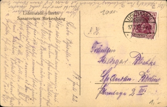 Postcard Berlin Tempelhof Lichtenrade, Sanatorium Birkenhaag