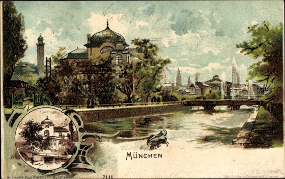 Artist Chromo-Litho Guggenberger, Thomas, Isarlust, river section