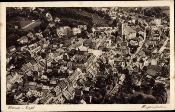 Postcard Loessnitz in the Ore Mountains, aerial view