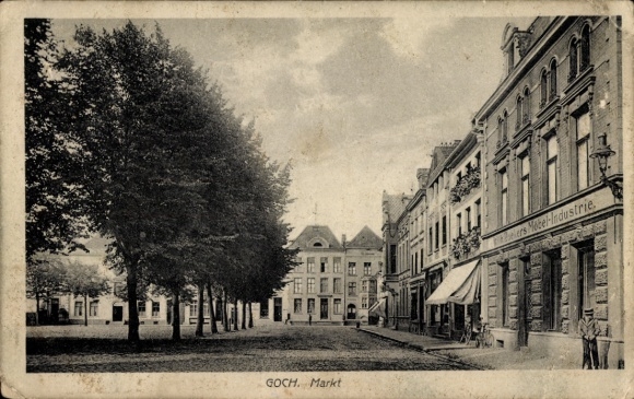 Postcard Goch am Niederrhein, market, commercial building furniture industry