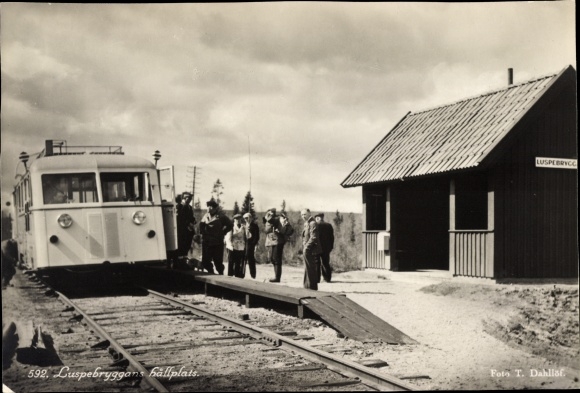 Postcard Luspebryggan Sweden, Lapland, Hallplats, train station, breakpoint