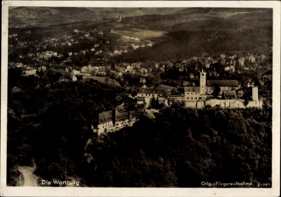 Postcard Lutherstadt Eisenach in Thuringia, Wartburg, aerial photograph