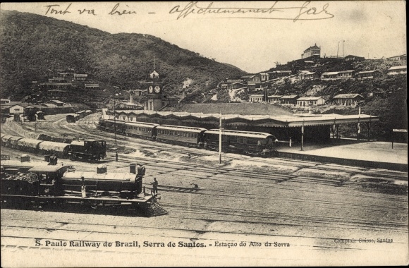 Postcard Brazil, Sao Paulo Railway, Serra de Santos, Alto da Serra Station
