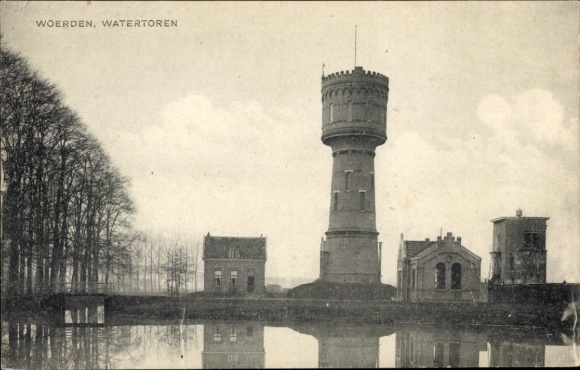 Postcard Woerden Utrecht Netherlands, water tower
