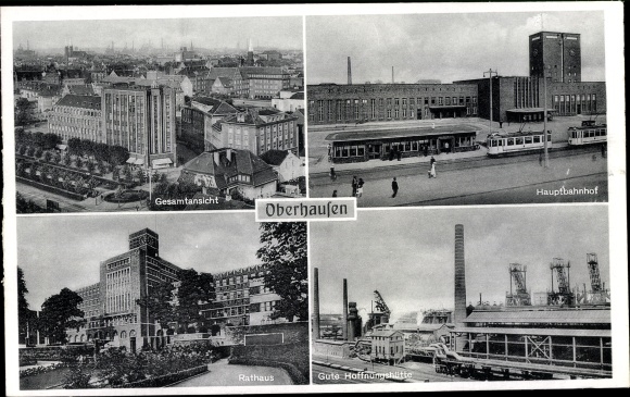 Ak Oberhausen am Rhein Nordrhein Westfalen, Gute Hoffnungshütte, Waggons, Hauptbahnhof