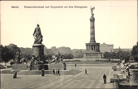Ak Berlin Tiergarten, Bismarckdenkmal, Siegessäule, Königsplatz, Berlin