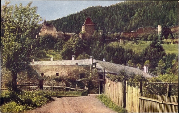 Postcard Friesach in Carinthia, ruin Petersberg