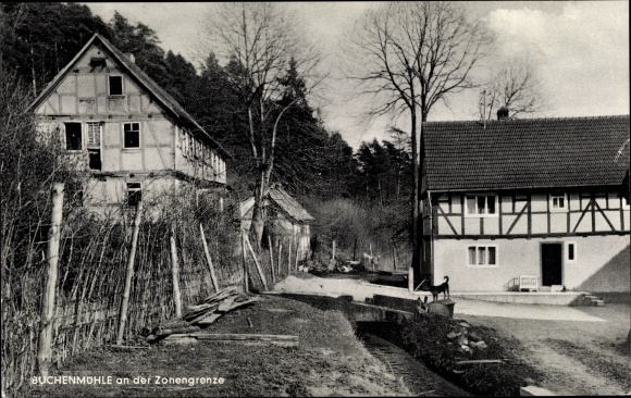 PC Soisdorf Eiterfeld in Hesse, old beech mill on the zone border