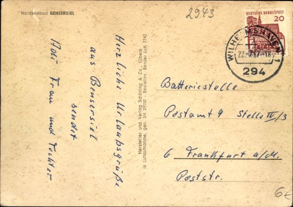 Postcard Bensersiel Esens in East Frisia, aerial photograph