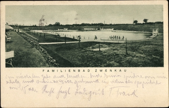 Postcard Zwenkau in Saxony, the family pool, swimming pool, terrace
