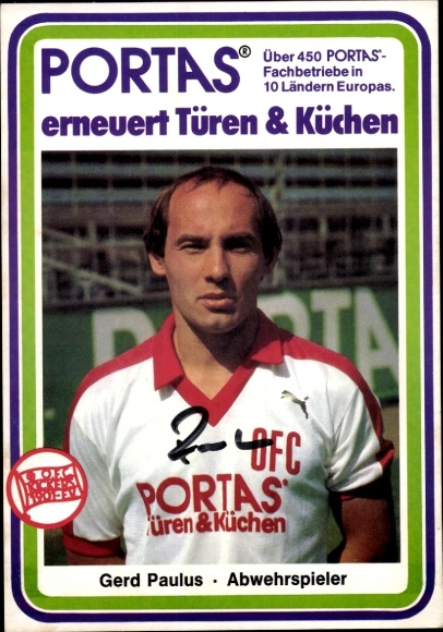 Karta z autografem piłkarza Gerda Paulusa, Kickers Offenbach, autograf