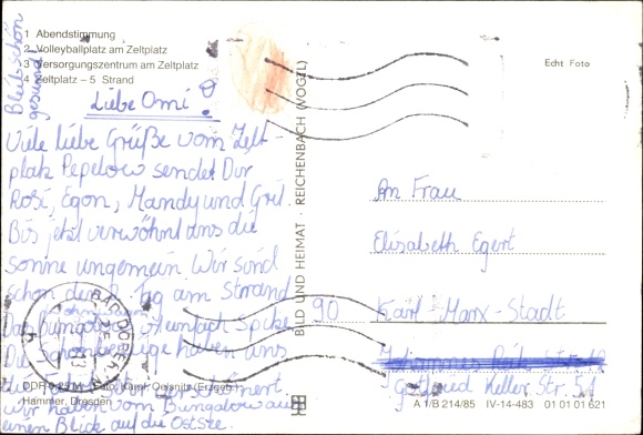Postcard Pepelow Am Salzhaff, campsite, volleyball court, beach, sea