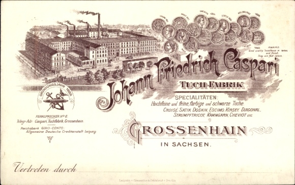 Chromo-Litho Großenhain Saxony, cloth factory Johann Friedrich Caspari