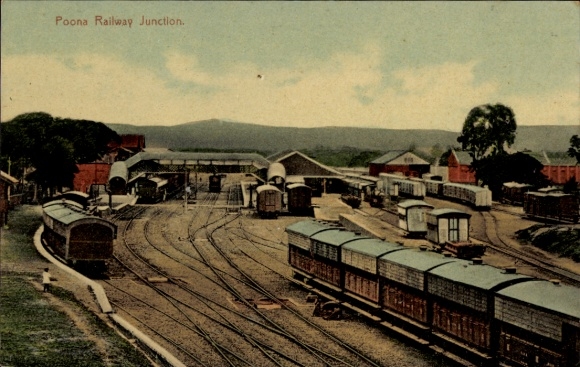 Postcard Pune Poona India, train station