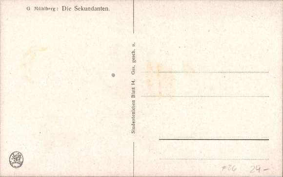 Artist Postcard Mühlberg, G., Seconds, Fencing