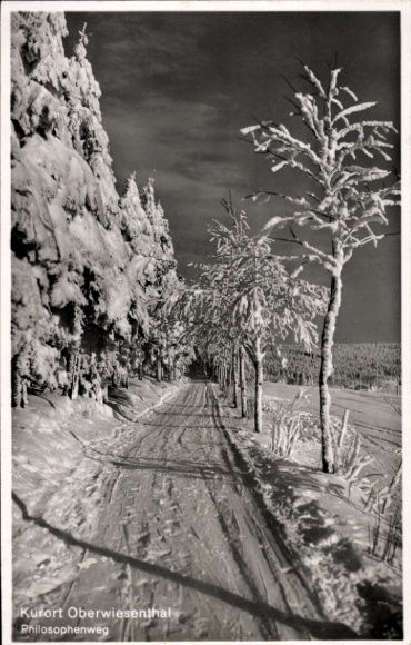 Ak Oberwiesenthal im Erzgebirge, Philosophenweg, Winter