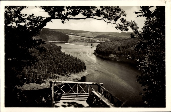 Postcard Saale Orla Kreis, Bleilochtalsperre, reservoir, Saaletalsperre, Heinrichstein