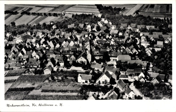Postcard Neckarwestheim Baden Württemberg, aerial photograph