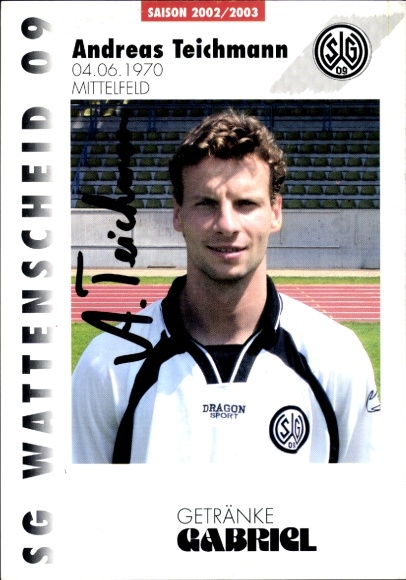 Autograph card footballer Andreas Teichmann, SG Wattenscheid 09, autograph