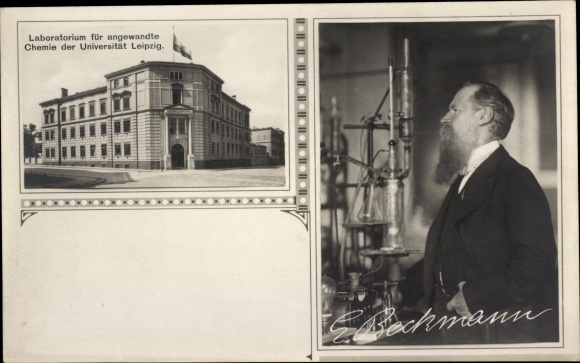 Postcard Leipzig in Saxony, laboratory for applied chemistry, Beckmann, laboratory