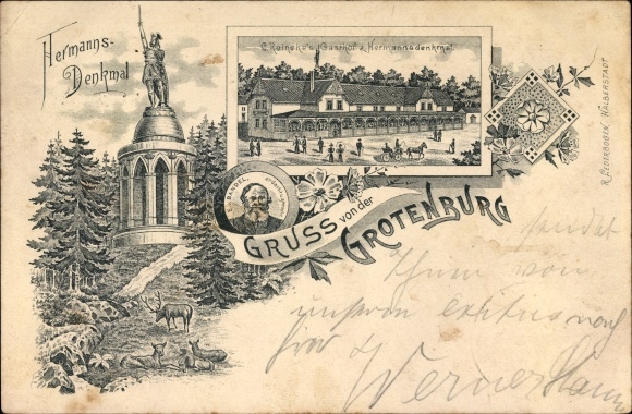 lito Detmold w Nadrenii Północnej-Westfalii, Pozdrowienia z Grotenburga, Pomnik Hermanna, C. Reineke's Gasthof