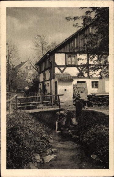 PC Bogatynia Reichenau in Lower Silesia, local section, laundress on the river