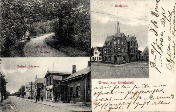 PC Bredstedt in North Frisia, Bahnhofstrasse, town hall, Friedrichsallee, facilities