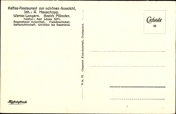 Postcard Langern Werne in Westphalia, café with a beautiful view