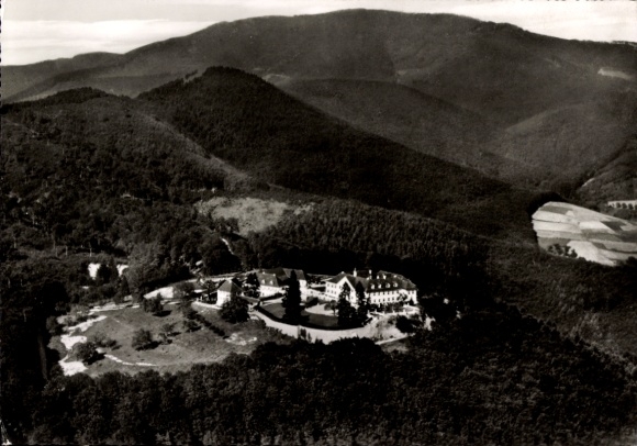 Postcard Obereggenen Schliengen in the Black Forest, Bürgeln Castle, aerial photograph, Hochblauen