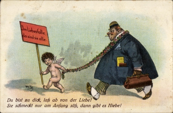 Artist Postcard Thiele, Arthur, You are too fat, give up on love