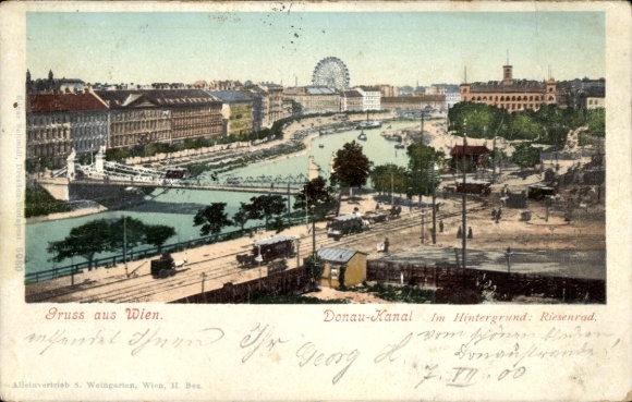 Ak Wien 2 Leopoldstadt, Donau-Kanal, Riesenrad