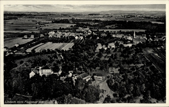 Postcard Lindach Eberbach am Neckar, aerial photograph