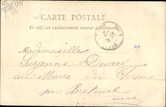 Postcard Broglie Eure, Town Hall Square